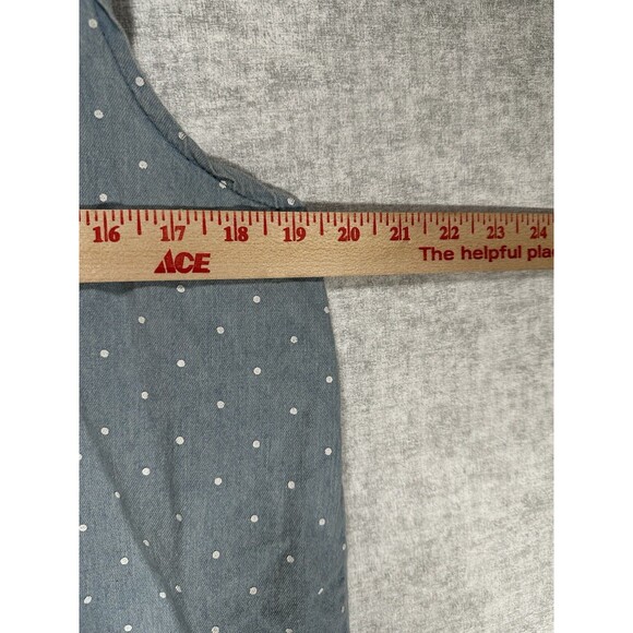 Cotton On Blue White Polka Dot Cotton Sleeveless Button Top Chambray Tank Small - Picture 2 of 6